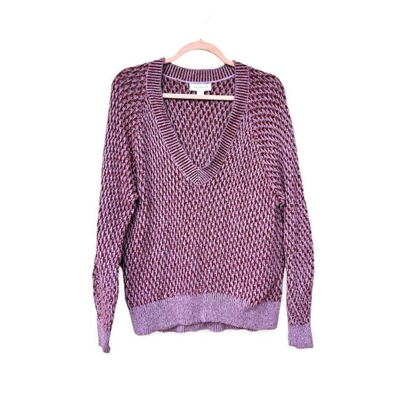 TREASURE & BOND | Deep V Maroon/Lilac Knit Sweater (S) - Picture 1 of 4